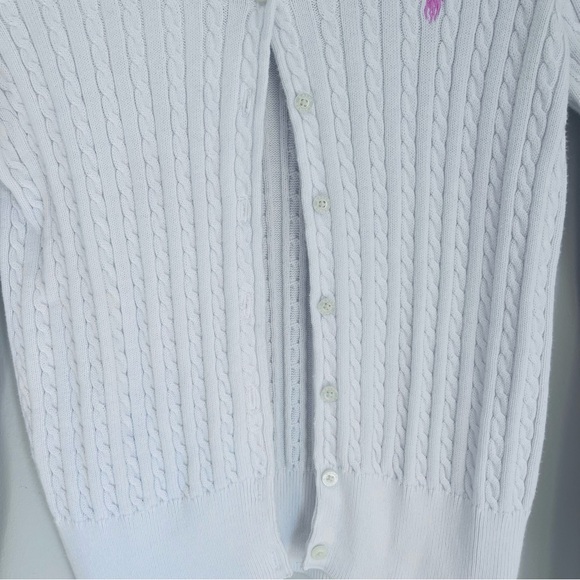 Ralph Lauren White and Pink Cable Knit Sweater Cardigan - Picture 7 of 11